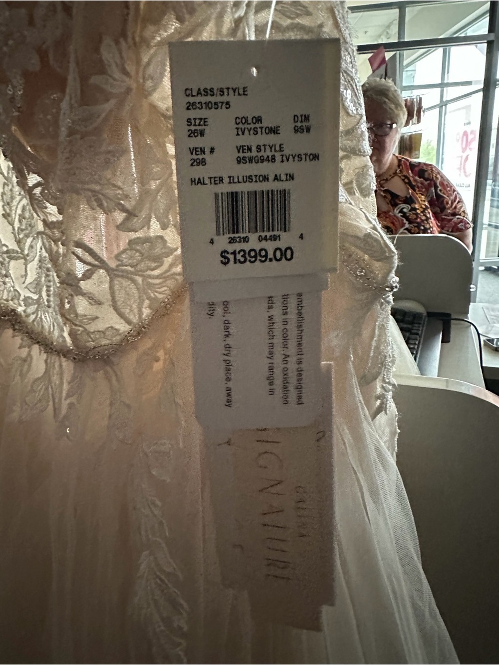 Plus-Size Ivory Lace & Tulle Wedding Dress with Beaded Bodice - Picture 12 of 12